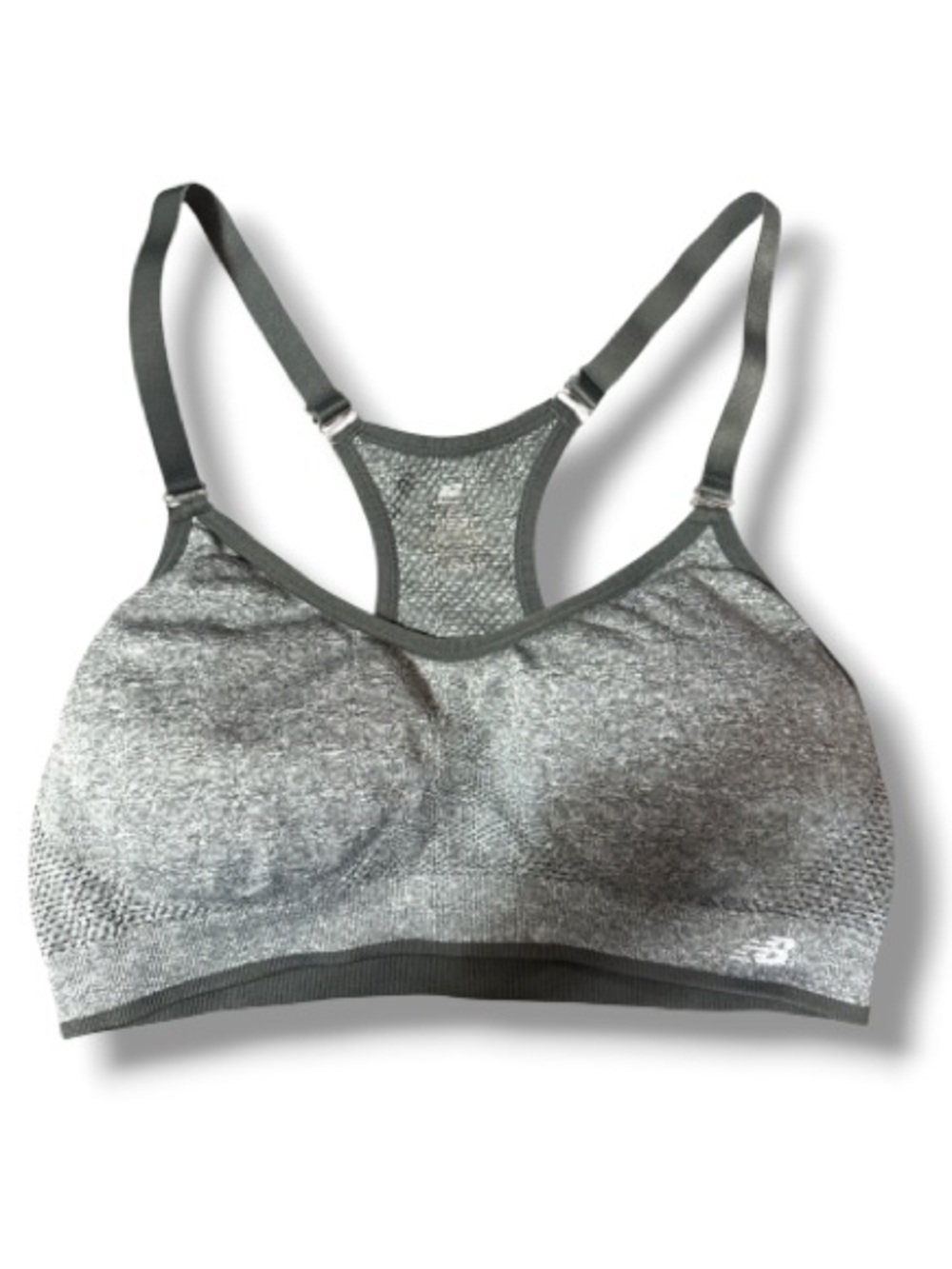 New Balance Women’s Sports Bra Grey Padded Athletic Wear Adjustable Straps